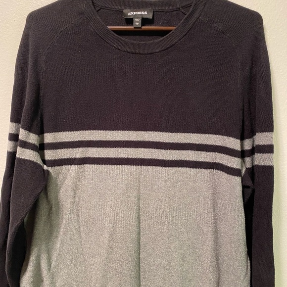 Express Sweater Mens Size L Pull Over LongSleeve Blue Gray - Picture 7 of 9